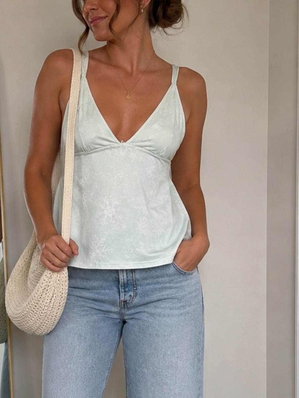 La Vie En Rose Pale Mint V-Neck Camisole